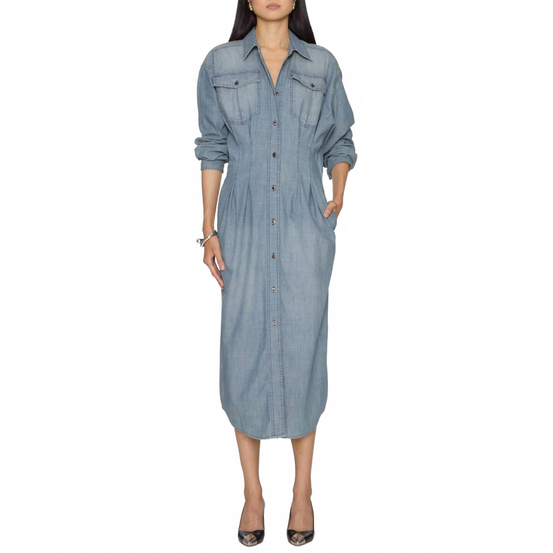 New Isabel Marant Nolwen Midi Shirt Dress In Blue